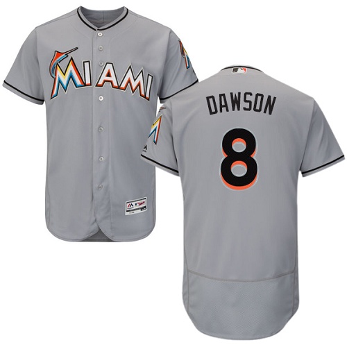 marlins #8 Andre Dawson Grey Flexbase Authentic Collection Stitched MLB Jersey